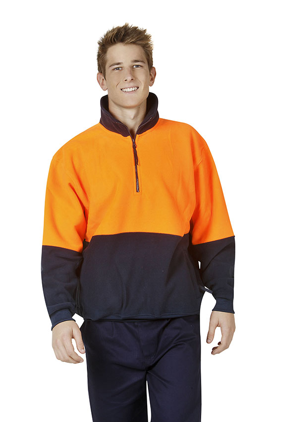 Hi Vis Half Zipped Polar Fleece Jumper